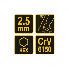 56621 VOREL Cheie hexagonala cu bila 2.5 mm si man..